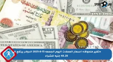 «تغير ملحوظ» أسعار العملات اليوم الجمعة 15-8-2025 الدولار يرتفع إلى 48.28 جنيه للشراء